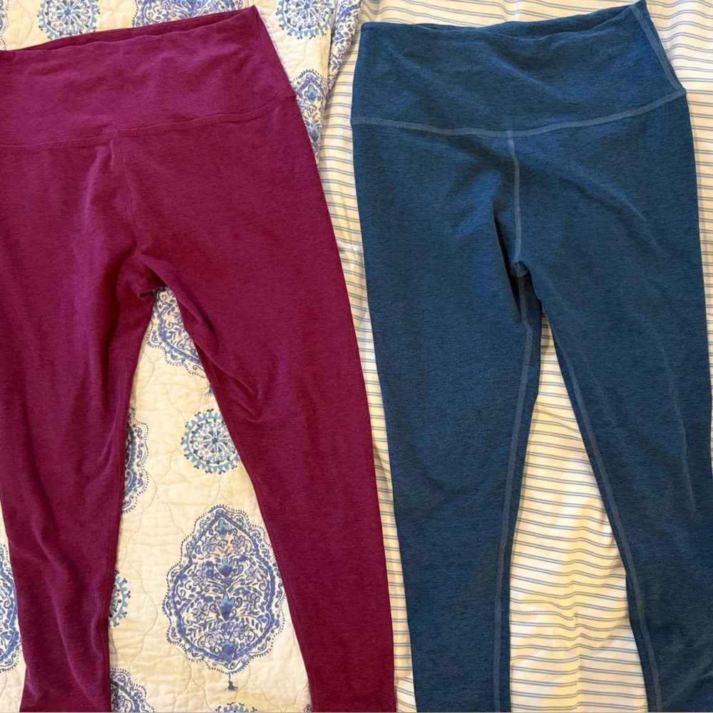 Two pairs of Beyond Yoga spacedye leggings